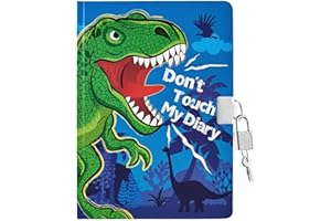 WERNNSAI Diario de Dinosaurio para Niños, Diarios Luminoso para Niños, Luminoso Diario de Secreto con Candado y Llaves, Cuaderno Escolar A5 con Líneas para Escribir y Dibujar, Cuaderno