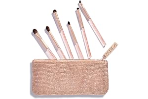 Nabla Denude Eye Brush Set | Set completo di pennelli occhi professionali, vegani e cruelty-free per un trucco impeccabile | Include 6 pennelli essenziali e una preziosa mini bag in rete metallizzata.