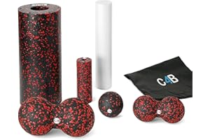 CLUB4BRANDS c4b EPP Massage Roller | Medium-Hard Foam Roller | 7-Piece Fascia Set | Massage Foam Rollers & Balls for Effective Deep Muscle Tissue Training | Incl. Nylon Gym Bag | Back Massage Foam Roller