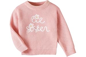 Yoolhamy Bébé Fille Pull d'hiver tricoté Sister Jumper Assorti Chunky Pullover Chandail à Manches Longues pour Enfants
