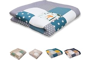 Alfombra para gatear de ULLENBOOM ® con bosque, verde, azul (manta para bebé de 120 x 120 cm; ideal como colcha para el cochecito; apta como alfombra de juegos)