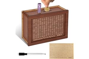 YISH Retro Hucha de 5000 Euros:Hucha con Objetivo de Ahorro y Números para Marcar, con Contador, Hucha Reutilizable, con Bolígrafo Borrable, Lámina de 3000 Euros