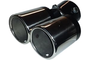 BARGAINWORLDUK TWIN DUAL EXHAUST TRIM CURVED MUFFLER PIPE TIPS CHROME TAIL 80MM EX9/B