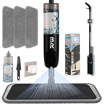 Scopa Lavapavimenti a Spruzzo - EXEGO Spray Mop Lavapavimenti con 3 Cuscinetti Riutilizzabili in Microfibra Microfibra,440ML Mocio Pavimenti Professionale per Casa Legno Duro Laminato Legno Ceramica