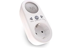 MENZ STAHLWAREN Prise programmable - Particulièrement silencieuse dans le domaine du logement - Programmateur pour l'intérieur, réglage du temps analogue avec des bénéfices numériques