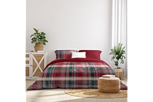 Ruggeri - Parure Copripiumino Matrimoniale - 100% Morbida Flanella di Alta Qualità | 2 Federe Double + 1 Copripiumino Double | Lenzuola Calde per l'inverno in microfibra - Everyday (Quadri Rossi)