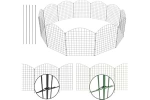 NewHabitat | 10x Teichzaun Steckzaun aus Metall, Grün, 78cm - Erweiterbares Zaunset für Garten, Teich, Pool und Tiergehege