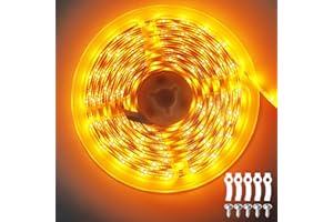 ShineBurky Luces LED Habitacion 5 Metros Amarillo, Tira LED 12V Luz LED Adhesiva Impermeable IP65 Strip Light Flexible Cocina Interior Exterior Navidad Hoteles Decoración (No Adaptador de Corriente)