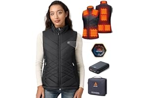GOTOBI Chaleco Calefactable Mujer, Chaleco Calefactable con Batería Incluida de 16000mAh 7.4V, 9 Áreas de Calefacción, 3 Niveles de Temperatura Ajustables, Chaleco Térmico para Actividades al Aire Libre