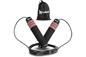 ‎LUBUR Lubur Sport Springseil - Sprungseil mit rutschfestem und ergonomischem Griff - Individuell anpassbare Springschnur - Hochwertiges Hüpfseil aus Stahl inkl. Transportbeutel