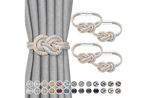 Pretty Jolly Mini magnetische Vorhang Raffhalter Nordisch Einfacher Stil Vorhang-Raffhalter Elegante dekorative Vorhang drapieren Krawatte zurück für Haus Fenster Drapery, Grau & Beige, 4 Stück