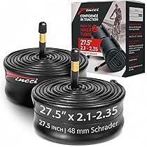 Chambre à Air Fincci 27,5″ X 2,1-2,6 – Valve Schrader 48 Mm, Butyle, Lot De 2, Pour VTT Et Vélo Hybride