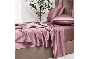 LUOFANFEI Spannbettlaken 160x200 Boxspringbett Frottee Satin Altrosa Rosa Uni Muster Topper Bettlaken Glänzend Seide Spannbetttuch 160 x 200 Spannbetttücher für Hohe Matratze bis 25-30 cm