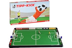 TIPP-KICK Junior Cup con borde 82x56 cm – Futbolín listo para jugar con 2x jugadores, 2x guardametas, 2x porterías de plástico, 2x balones I Terreno de juego hecho de fieltro