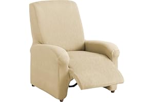 TEXTIL-HOME Textilhome - Elastyczny pokrowiec na fotel Relax TEIDE, 1 siedzisko - od 70 do 100 cm. Kolor Beżowy