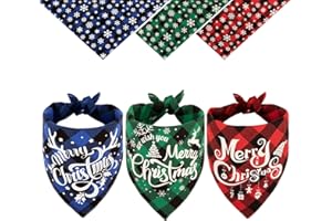 Whaline 3pcs Christmas Dog Bandana buffalo plaid pet scarf Classic Triangle Bibs Pet Costume decoration Accessories Washable Pet Neckerchief for Xmas Party Party Supplies