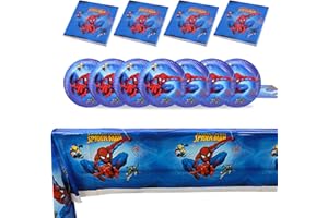 Qemsele Stoviglie per Feste di Compleanno, 1 Tovaglia + 20 Piatti + 20 tovaglioli Forniture per Festa Compleanno Decorazioni Buon Bomboniere Regalo Carnevale per carneval e feste(Spiderman)