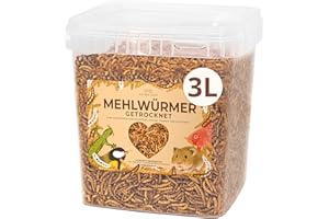 AVIDA ZEN Mehlwürmer getrocknet 3 ltr., ideal als Wildvogelfutter und Igelfutter, getrocknete Mehlwürmer, nährstoffreicher Snack für Nager, Reptilien, Vögel, Fische, Igel, Schildkröten