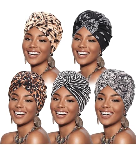 Fascia Turbante Annodata Floreale, Rosa Con Fiore In Tessuto, Elastica Per Capelli