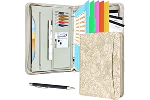 Leathario Carpeta de Conferencias A4 con Carpeta, Carpeta de Documentos para Viaje con 3 cuadernos y 10 páginas de índice transparente