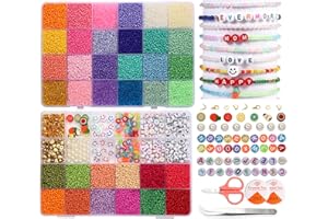 MUYANS 21950 Pezzi Perline per Braccialetti 36 Colori da 3mm/2mm Friendship Bracelet Kit, Perline per Bigiotteria fai da te