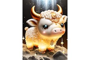 YWKJDDM DIY Diamond Painting für Erwachsene Anfänger, 5D Diamant Painting Bilder Full Drill Cross Stickerei Malerei Kits für Wohnzimmer Büro Wand und Eingang Dekoration 30 x 40 cm Ochse