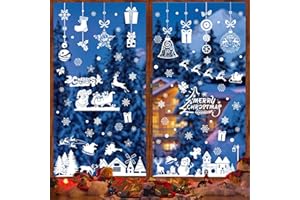 Idota Naklejki na okno, Boże Narodzenie, samoprzylepne, 12 arkuszy, Boże Narodzenie, dekoracja okienna, dekoracja bożonarodzeniowa, płatki śniegu, Święty Mikołaj, renifer