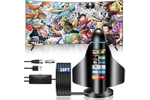 HISBO【2025 New Upgrade】TV Aerial Indoor,1000+ Miles Long Range Freeview Aerial TV Supports 4K 1080P Signal Reception, TV Ariels Outdoor with 28ft Coaxial Cable,Compatible with All TVs.