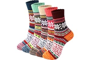 Fullogo Thermal Socks Women Thick Winter Warm Wool Socks for Ladies 5 Pairs, Women's Comfortable Warm Thick Socks Winter Wool Ladies Socks
