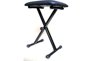 MSA KEYBOARDBANK - KLAVIERHOCKER - Sitz - PIANOSTUHL - HÖHENVERSTELLBAR bis 52cm - ZUSAMMENKLAPPBAR - Kunstleder - SCHWARZ - KB4