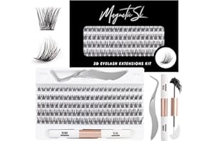 MAGNETIC SL 120pcs Wimpern Cluster DIY Wimpern-Extensions Kit mit Applikator und Wimpernkleber und Versiegelung Falsche Wimpern Natürlicher Look C D Curl Weiche Wimpern 10-16MM-DM17
