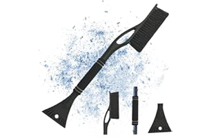 LYNBLY Rascador de Hielo para Coche con Escoba, 2 en 1 Rascador de Hielo, 60 cm Cepillo de Nieve Extraíble con Mango de Espuma Antideslizante, para Coches, Camiones y SUV (Negro)