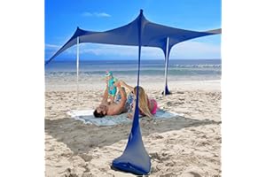 SUN NINJA Beach Tent, SPF 50+ Sun Sail, Includes Sand Shovel, Pegs and Stability Poles, Outdoor Sun Shelter for Camping, Trips, Fishing, Fun in the Garden and Picnics