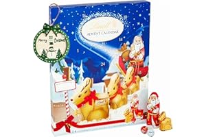 TOPLINE Lindt Chocolates Santa Advent Calendar 2025-24 Days Coundown Calendar 2025 of Mini Truffles, Reindeer & Santa Chocolates 160g with Christmas Tree Decoration. Chocolate Christmas Gifts for Kids