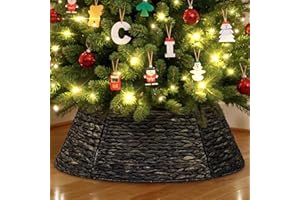 Lanpn Naturalna rattanowa obroża pod choinkę 71cm, Dekoracyjna wiklinowa tkana spódniczka pod choinkę Pierścień Stojak Podstawa Pokrywa Rustykalny Wiejski do Małych mini Ołówkowych Smukłych Sztucznych