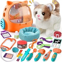 Chat Robot Interactif Peluche – Marche, Miaule, Remue La Queue – Avec Laisse Et Accessoires – Cadeau Filles 4-9 Ans