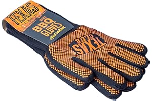 TEXAS CLUB Heat Proof BBQ Gloves Made of Deyan Fabric for Grilling, Outdoor Cooking, Baking I Fire Resistant (Red, 1 Pair)