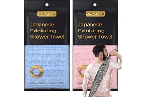 XIANZANDER Exfolierande duschhandduk, 2-pack extra lång ryggskrubbare | Exfolierande tvättduk i japansk stil för män och kvinnor, kroppsskrubb för djuprengöring och spa