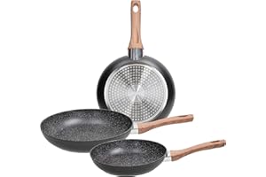 Tognana Great Stone, Set 3 Padelle 20/24/28 cm, Alluminio, Nero