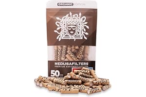 ‎MEDUSAFILTERS Medusafilters 50 Stück 6mm Ø Slim Premium Aktivkohlefilter mit veganen Fasercaps & Kokos Aktivkohle | Filter mit 25mm Länge made in Germany (ORGANIC EDITION)