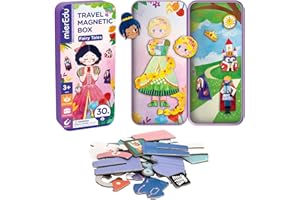 mierEdu Magnetic Dress Up, Dress-Up Dolls Playset, Pretend Play Magnetic Case, Travel Tin Magnetic Dress Up, 30+ Pieces Puzzles for Ages 3-5, Plane Games for girls boys kids, Birthday Gift - Fairy