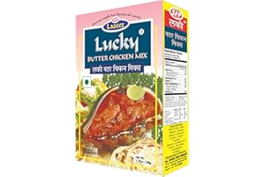 LUCKY MASALE Lucky Butter Chicken Masala, receta y mezcla de condimentos para curry de pollo cremoso y sabroso [paquete de 5], sin conservantes, bajo en sodio