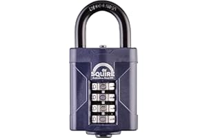 Squire Heavy Duty Padlock (CP50) - Toughest Steel Shackle - 4 Wheel Combination Padlock - Alloy Steel for Corrosion Resistance - Weatherproof Lock for Home, School & Garage (Blue, 50 mm)