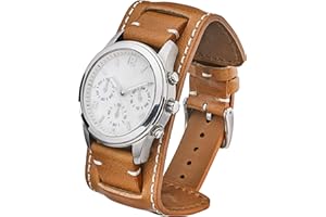 ALPINE INTERNATIONAL Alpine Genuine Vintage Leather Cuff Watch Strap - Black, Brown, Tan in Sizes 20mm, 22mm & 24mm