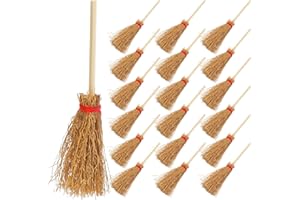 Vaguelly 50 Pezzi Mini Spazzole di Casa delle Bambole in Legno Naturale Decorazione FAI DA TE per Giardino Fata Educativi Halloween e Festa Foresta