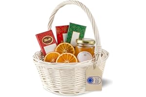 Creative Home Weihnachtskorb Kleiner Weidenkorb mit Henkel Weiß | Klein 22 x 22 x 26 cm (+/- 2 cm) | Handgeflochtener Geschenkkorb, Obstkorb, Bügelkorb | Osterkörbchen