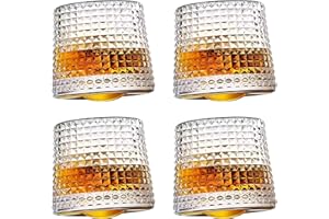 MOORG Set Bicchieri da Whisky in Vetro Rotante, Bicchieri Wisky con Fondo Sferico per Degustazione, Bicchiere Senza Gambo di Alta Qualità, 4 Pz Bicchieri Vetro Particolari per Rum, Gin, Amaro e Distillati