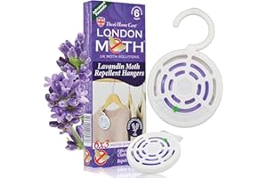 LONDON MOTH LAVANDIN Clothes Moth Protection/Repellents and Wardrobe Freshener Hangers for the Common Clothes Moth and Similar Variants. 6 (SIX) Hangers.