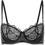 DOBREVA Women's Half Cup Lace Bra with Underwire without Padded