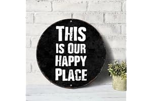 'This Is Our Happy Place' plåtskylt med motiverande ordspråk metallplåtskylt 22,86 x 22,86 cm rostfri antik metallkonst plakat för sovrum kafé bar klubb pub garage